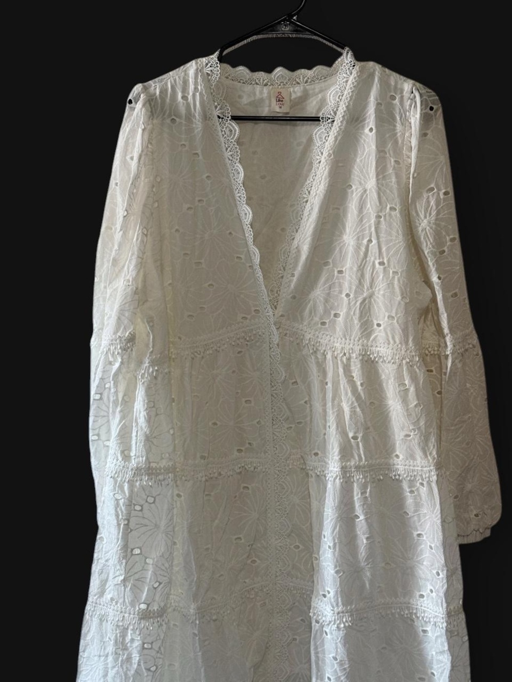 Like Love White Eyelet Lace V-Neck Tiered Dress Size 1X NWOT Homecoming Boho